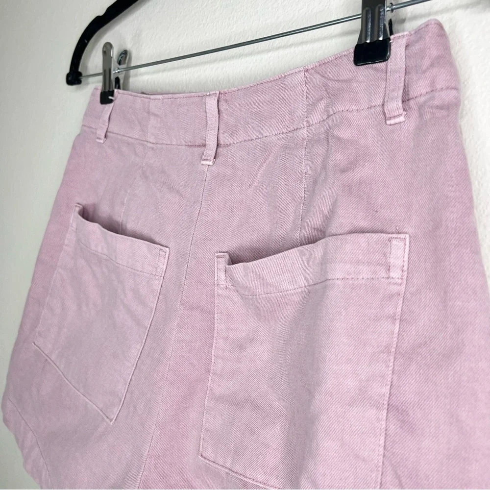Universal Thread Orchid Lane Pink Pleated High Waisted Denim Jean Shorts Sz 4 - Picture 13 of 14